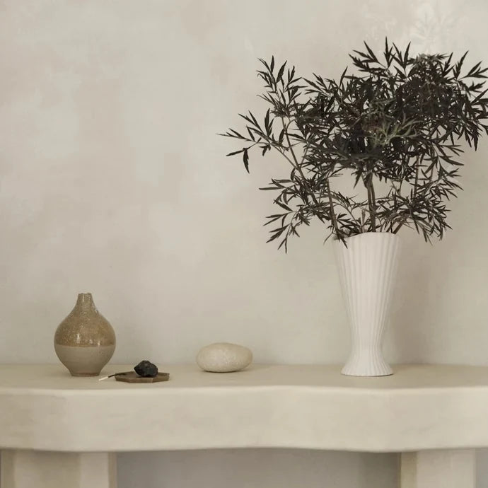 Exkluzivní set: váza Fountain Off White 23 cm + aranžovací kroužek Hanataba